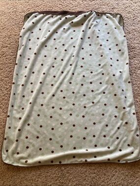Source Unknown Mint Green and Brown Polka Dot Throw Blanket